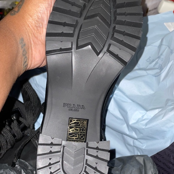 NEW IN BOX PRADA Brushed leather and nylon laced booties Sz 37.5 - Picture 5 of 12